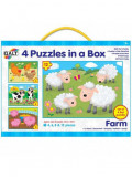 Set 4 puzzle-uri Animale de la ferma (4, 6, 8, 12 piese), Galt