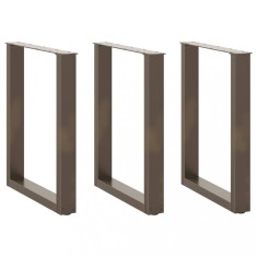 vidaXL Picioare de masă &icirc;n formă de U, 3 buc., oțel natural, 70x(72-73) cm