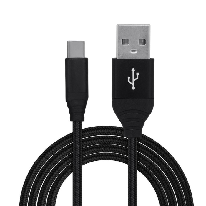CABLU alimentare si date SPACER, pt. smartphone, USB 3.0 (T) la Type-C (T), Braided,2.1A ,Retail pack, 0.5m, black, &quot;SPDC-TYPEC-BRD-BK-0.5&quot; (timbru ve