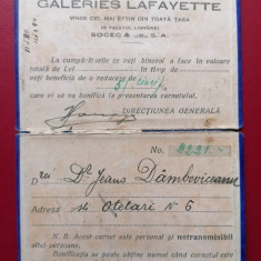Carnet de reduceri Galeria Lafayette Bucuresti interbelic