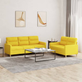 VidaXL Set de canapele cu perne, 2 piese, galben deschis, textil