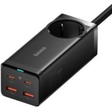 Incarcator retea Baseus GaN3 Pro Powerstrip,QC 100W,1xAC,2xUSB Type-C Output 5V/3A,2 x USB,include Cablu USB Type-C la USB Type-C 100W, 1m, negru