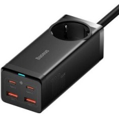 Incarcator retea Baseus GaN3 Pro Powerstrip,QC 100W,1xAC,2xUSB Type-C Output 5V/3A,2 x USB,include Cablu USB Type-C la USB Type-C 100W, 1m, negru
