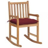 Scaun Balansoar vidaXL Lemn Masiv Tec, Perna Rosu Vin, Interior/Exterior 58x92.5x106 cm