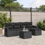 Cumpara ieftin Gossi set mobilier de gradina cu perne, 6 piese, negru, poliratan