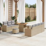 vidaXL Set de canapea de grădină cu 10 piese, perne bej, din rattan și poliester, cu structură din acacia.