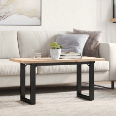 vidaXL Masă de cafea, cadru O, 90x40x45,5 cm, lemn masiv pin și Oţel 3282730