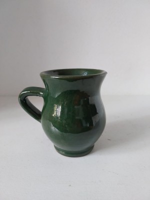 Ceasca ceramica romaneasca veche Sitar Maramures, lut ars si smaltuit, 10cm foto