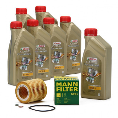 Pachet Revizie Bmw Ulei motor Castrol Edge LL04 5W-30 7L + Filtru Ulei Mann Filter HU816X foto