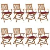 vidaXL Scaune de grădină pliabile cu perne, 8 buc., lemn masiv acacia 3074976