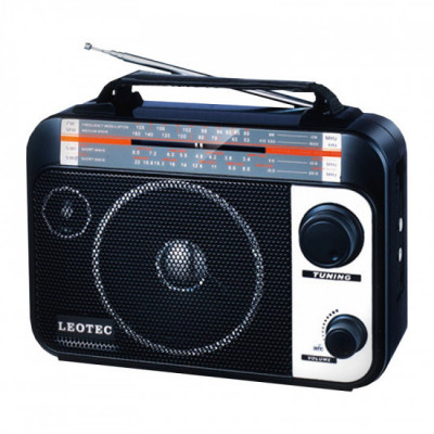 Radio Leotec Q1 cu 4 benzi radio AM/FM/SW1/SW2 , alimentare 220v si baterii foto
