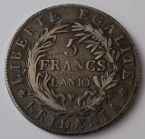 Italia, Gaule SubAlpine , 5 Francs 1801