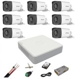 Kit complet supraveghere 5 MP Hikvision Turbo HD 8 camere, IR 40 m, HDD 2Tb, 200 m cablu SafetyGuard Surveillance