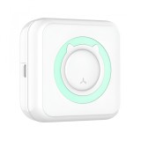 Mini Imprimanta Foto Portabila, Flippy, 5 Role de Hartie Termica, 5 Role Autocolante, 3 Role Colorate, Pixuri, Incarcare USB, Model Pisica, Alb Verde