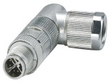 Conector M12, mufă 8 pini, 48V, IP65, &icirc;n unghi, crimpat