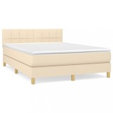 Cumpara ieftin Pat box spring cu saltea, crem, 140x200 cm, textil