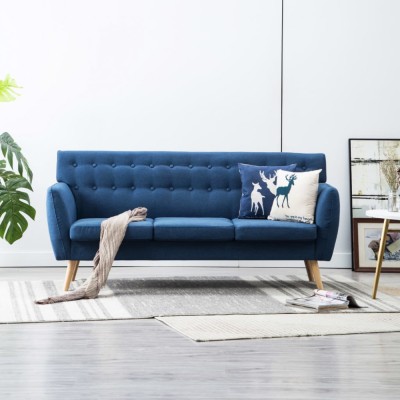 Gossi canapea cu 3 locuri, tapiterie textila, 172x70x82 cm, albastru foto