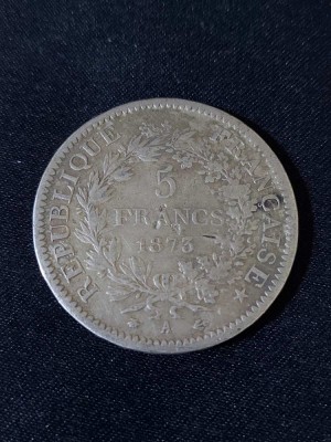 Franța 1873 A - 5 franci - monedă de argint #10 foto