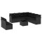 Set canapele de gradina cu perne, 10 piese, negru, poliratan