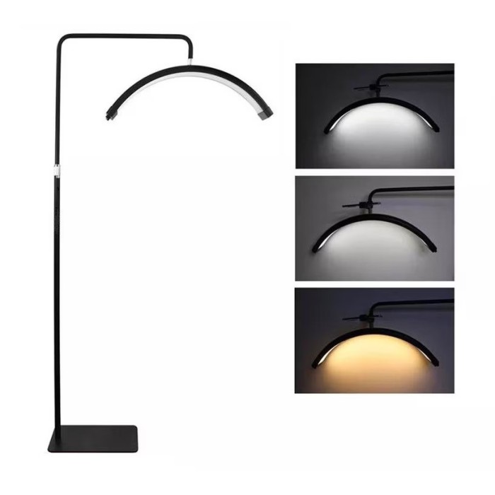 Lampa Profesionala 70 cm pentru Make-Up, Semiluna, cu LED de 50 W, Lumina Calda, Rece, cu rotire 360&deg;, ideala pentru Gene, Manichiura, Studio Tatuaje