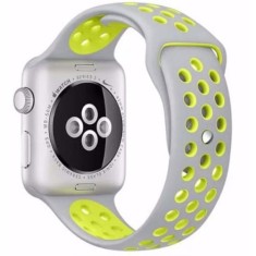 Curea iUni compatibila cu Apple Watch Ultra/SE/8/7/6/5/4/3/2/1, 38mm, Silicon Sport, Argintiu/Galben