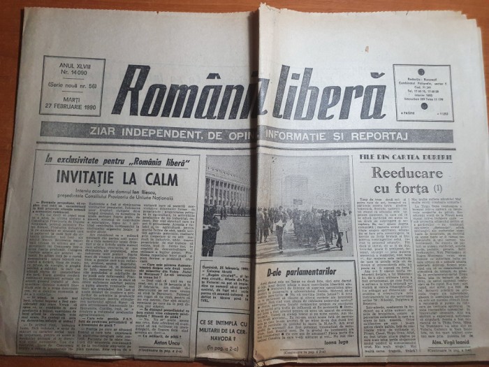 romania libera 27 februarie 1990-art. reeducare cu forta,procesul comunistilor