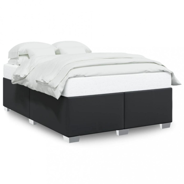 vidaXL Cadru de pat, negru, 140x190 cm, piele ecologică