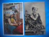 HOPCT 1848 FEMEI IN COSTUME-OLANDA/FRANTA-LOT 2 CARTI POSTALE VECHI-NECIRCULATE