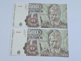 Romania 500 lei Aprilie 2 buc consecutive serii mici / din foto UNC