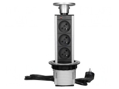 Prelungitor cu prize argintiu pentru mobilier 3680W IP20 foto