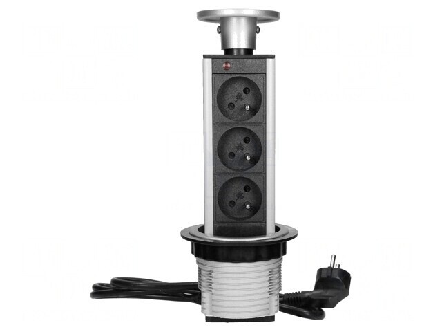 Prelungitor cu prize argintiu pentru mobilier 3680W IP20