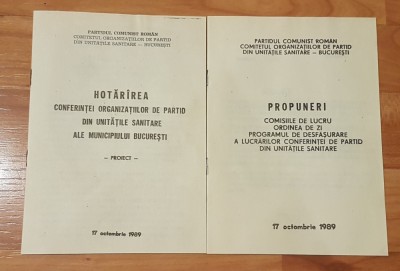 Hotararea / Propuneri Conferintei de Partid din Unitatile sanitare 1989 foto