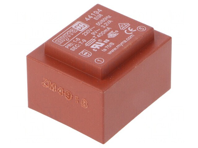 Transformator &icirc;ncapsulat 9V 356mA 3,2VA PCB