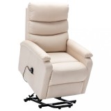 VidaXL Fotoliu cu ridicare, crem, material textil