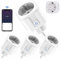 Set 4 Priza Smart, VisionHub®, cu contorizare si monitorizare consum energie, control Aplicatie tuya Smart Life, Suport pentru Alexa, Google HomeTimer
