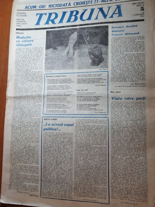 ziarul tribuna 1 februarie 1990-articol revolutia romana,procesul de la brasov