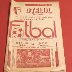 Program meci fotbal "OTELUL" GALATI - CFR PASCANI (28.04.1985)