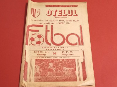 Program meci fotbal &amp;quot;OTELUL&amp;quot; GALATI - CFR PASCANI (28.04.1985) foto