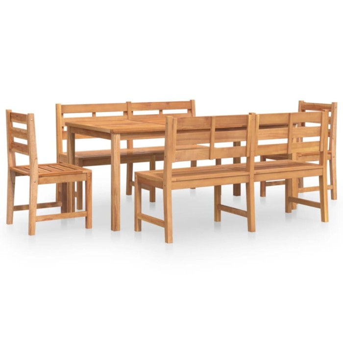 Set de sufragerie de gradina, lemn masiv de tec, 5 piese