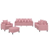 Cumpara ieftin Set de canapele cu perne, 4 piese, roz, catifea