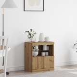vidaXL Dulap cu lumini LED, stejar artizanal, 60x37x67 cm
