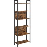 VASAGLE Biblioteca 60x24x186 cm, 6 rafturi, stil industrial, PAL si otel, maro rustic-negru Household NewTrend