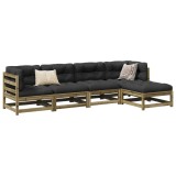 Cumpara ieftin Set mobilier de grădină cu perne, 5 piese, lemn de pin tratat