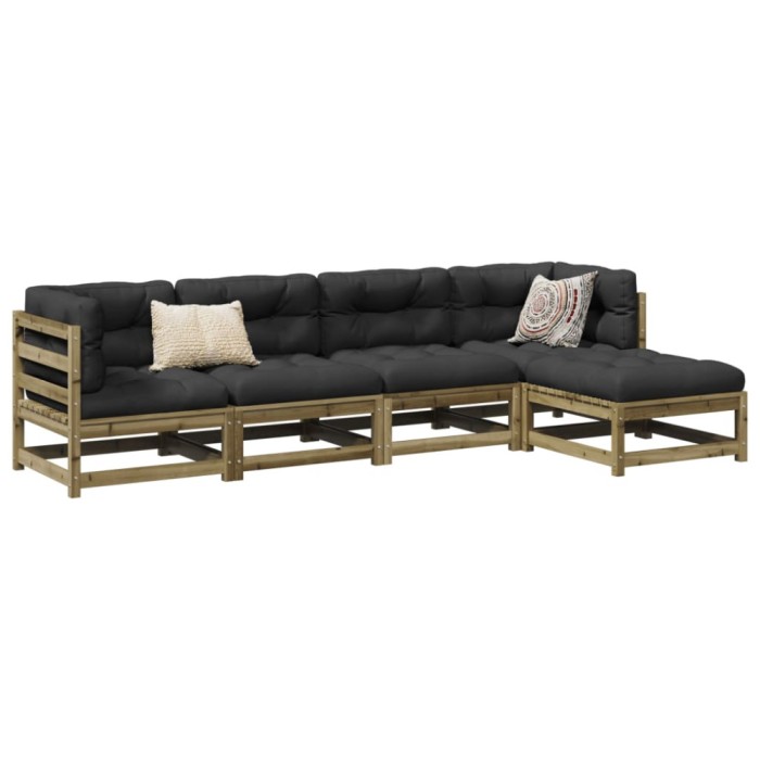 vidaXL Set mobilier de grădină cu perne, 5 piese, lemn de pin tratat 3299392