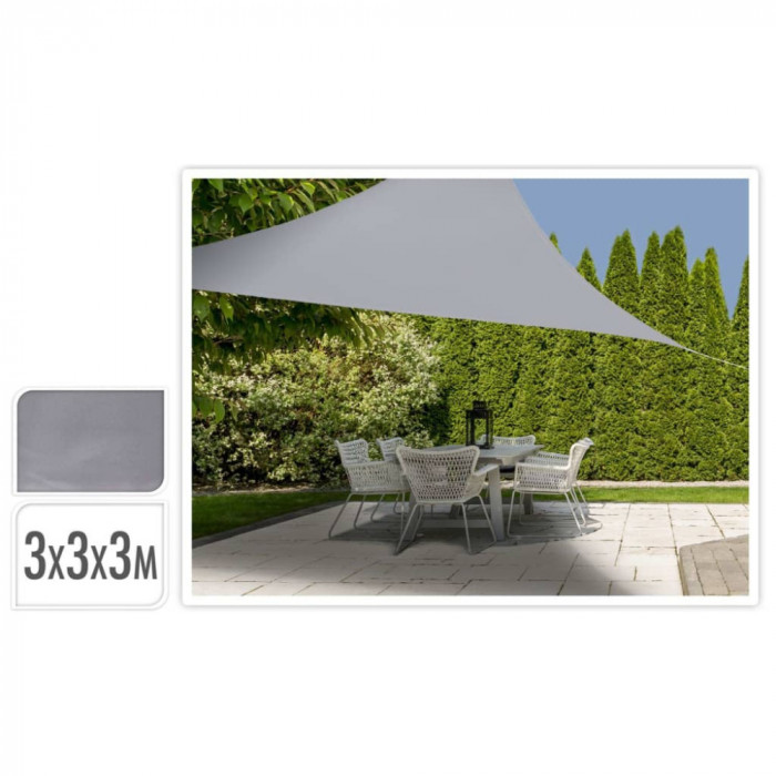 ProGarden Parasolar din panza, gri, 3x3x3 m, triunghi GartenMobel Dekor