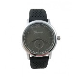 Cumpara ieftin Ceas Unisex Geneva Gri, Cadran Analog, Bratara Silicon Negru, Quartz, Carcasa Argintie 42mm