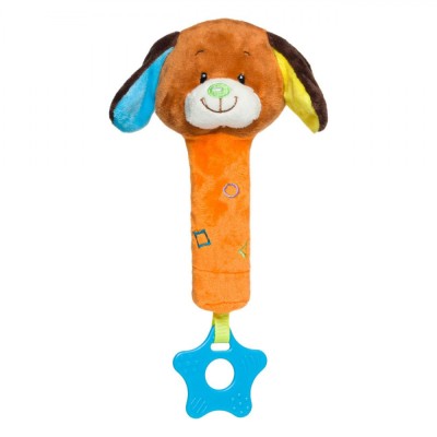 Jucărie Zornăitoare Plus, Model Cățel, Multicolor, 18 cm, Dentitie Verde foto