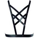 BIJOUX - INDISCRETS MAZE CROSSED HARNESS WITH NECKLINE BLACK, BIJOUX MAZE
