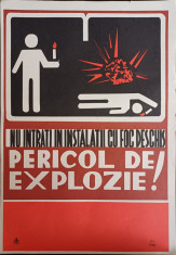HST PM228N Afiș protecția muncii Pericol de explozie, 1983 foto