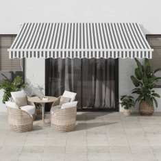 vidaXL Copertina retractabila automat cu LED, antracit/alb, 400x300 cm foto